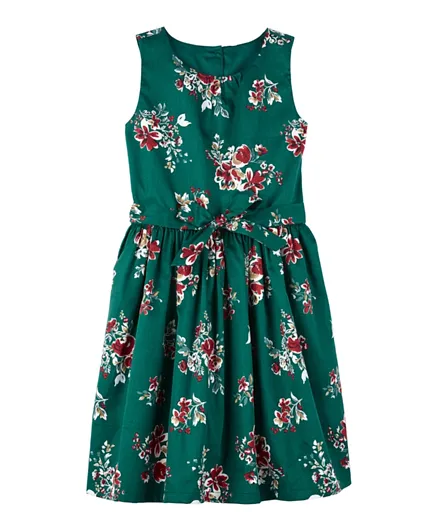 كارترز فستان ساتين بنقشة زهور - أخضر