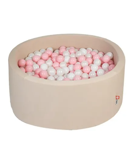 Ezzro Round Ball Pit With 200 Balls - Baby Pink & White