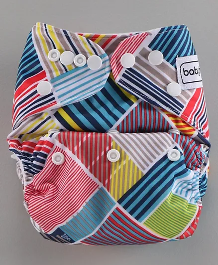 Babyhug Free Size Reusable Cloth Diaper With Insert Stripe Print - Multicolor