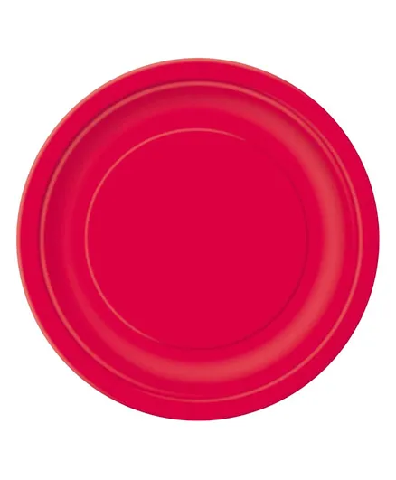 Unique Ruby Red Round Plates - 8 Pieces