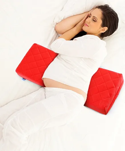 بيبي هاغ - وسادة الحمل القطنية المزدوجة مع غطاء مُبطن - أحمر