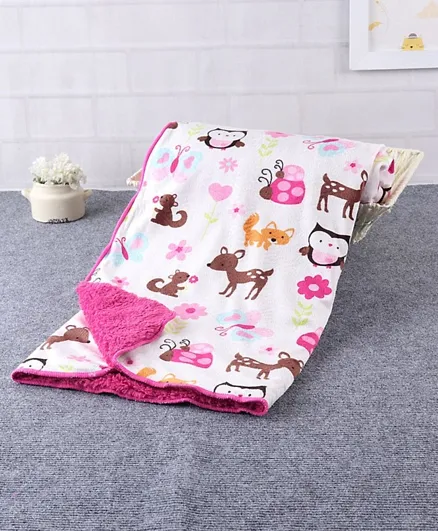 Babyhug Sherin and Poly Wool All Season Blanket Animal and Floral  Design - Multicolor