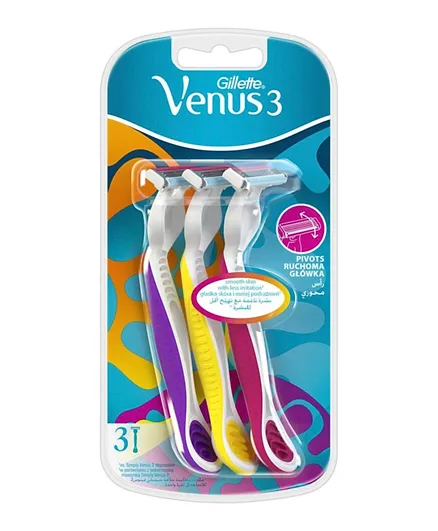 VENUS Gillette 3 Simply Plus Disposable Razor Pack of 3 - Assorted