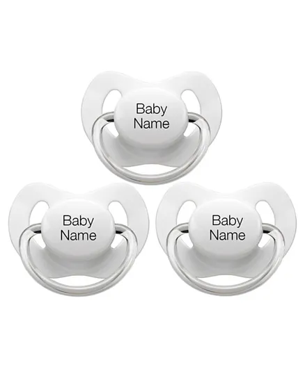 Littlemico White Personalised Pacifiers - Pack of 3