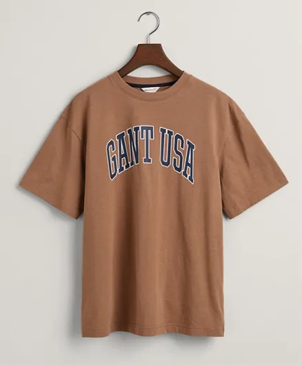 Gant Cotton Gant USA Graphic T-Shirt - Brown