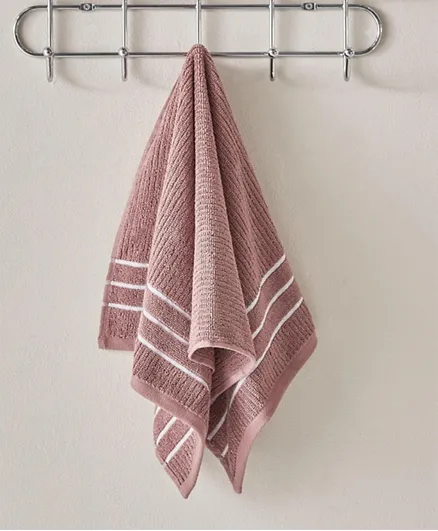 HomeBox Mateo Ribbed Cotton Hand Towel - Pink