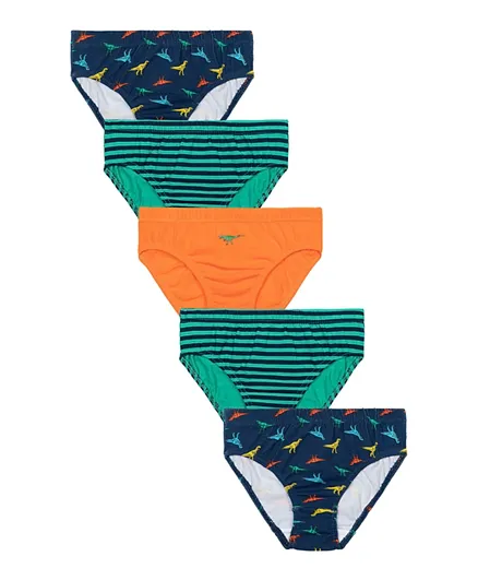 Minoti 5 Pack Dino Striped Underpants - Multicolor