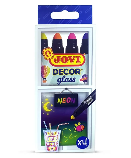 Jovi Decor Glass Wax Marker Case with 4 Neon Colors