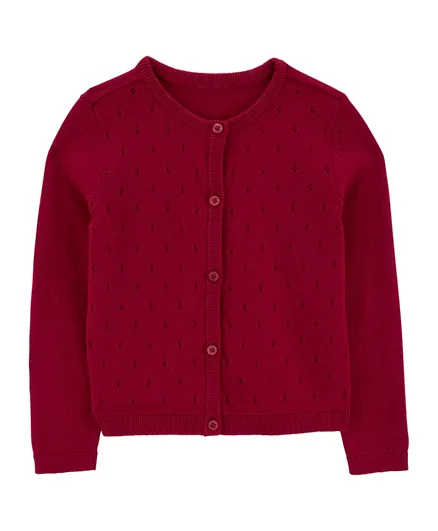 Carter's Pointelle Sweater Knit Cardigan - Red