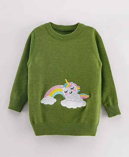 Kookie Kids Full Sleeves Sweater - Green
