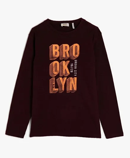 KOTON Brooklyn Graphic T-Shirt - Wine Red
