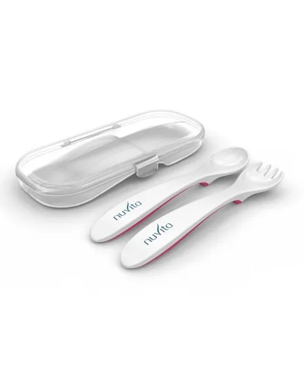 Nuvita Easy Eating Spoon and Fork with Pouch Set - Grey