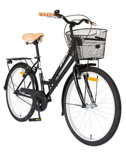 Spartan Classic City Bike With Basket Black - 24 Inch