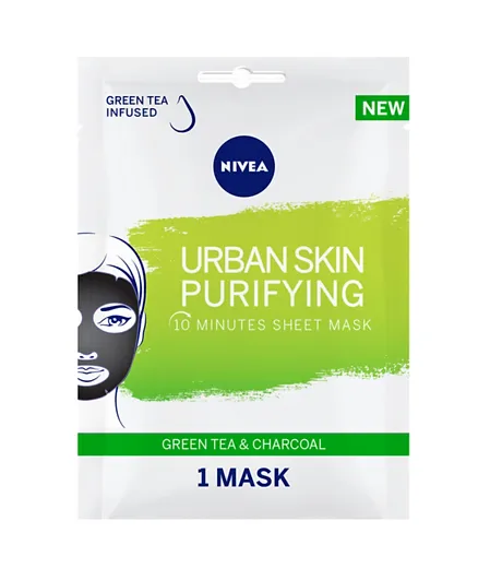 Nivea Urban Skin Purifying Face Sheet Mask Green Tea & Charcoal - Pack of 1