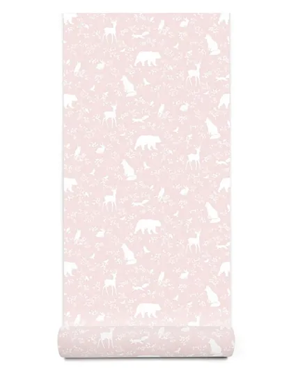 Paper Crew Forest Animals Wallpaper - Pink