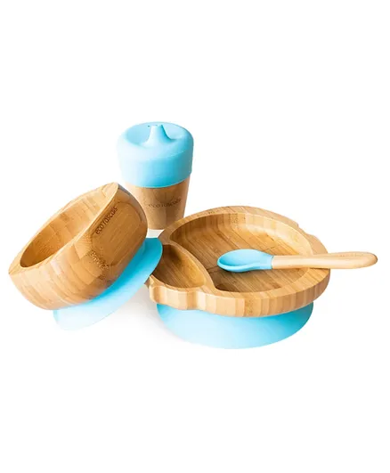 Eco Rascals Bamboo Ladybird Plate + Feeder Cup + Bowl & Spoon Combo - Blue