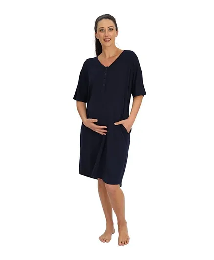 Mums & Bumps-Angel Maternity & Nursing Dress + Matching Baby Wrap - Blue