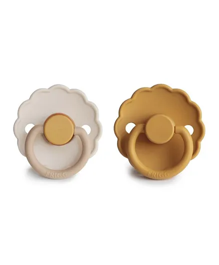 FRIGG Daisy Latex Baby Pacifier 2-Pack Chamomile/Honey Gold - Size 2
