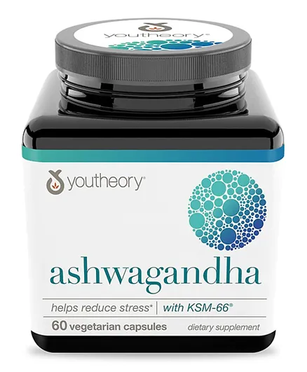 Youtheory Ashwagandha With KSM 66 Dietary Supplement - 60 Veg Capsules