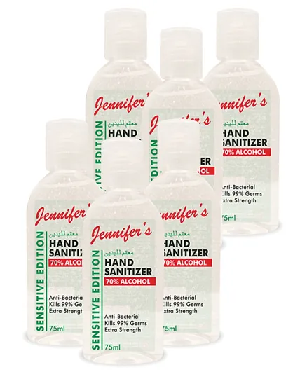 Jennifer's Sensitive Pack of 6 Hand Sanitizer - 75ml