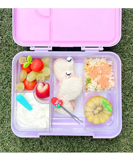 Little Angel Kid's Bento Lunch Box 6 Grid Compartment -Purple