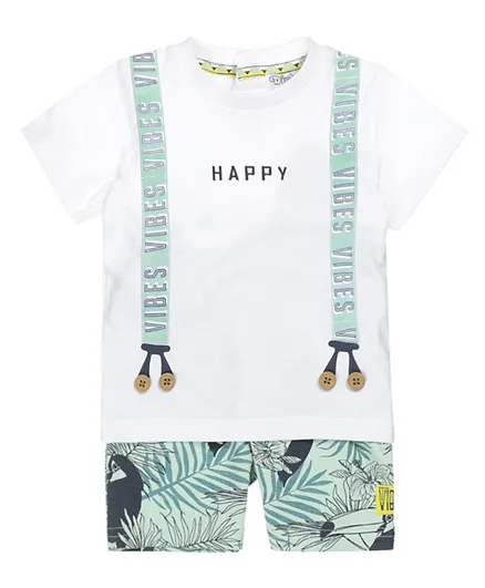 Dirkje Happy Vibes  T-Shirt & Shorts Set - White