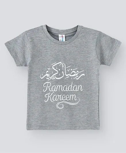 تي شيرت بيبكلو بأكمام قصيرة رمضان كريم - رمادي