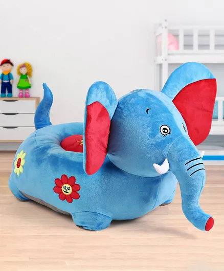 Babyhug Elephant Shaped Soft Seat with Head Backrest - Blue