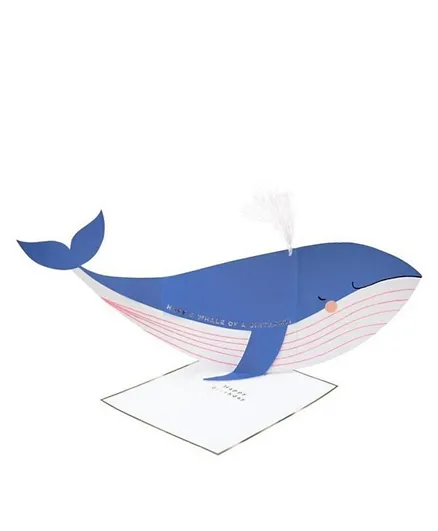 Meri Meri Whale Stand-Up Card - Blue