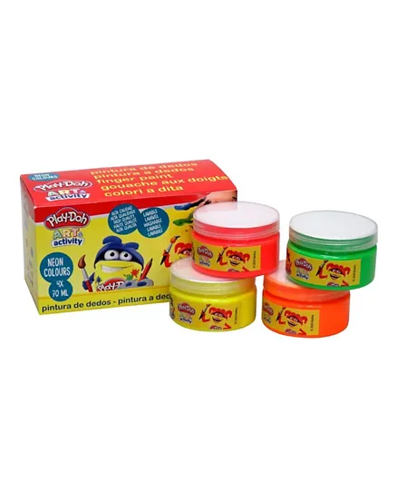 Play-Doh Jumbo Neon Finger Paints Multicolor Pack of 4 - 70mL each