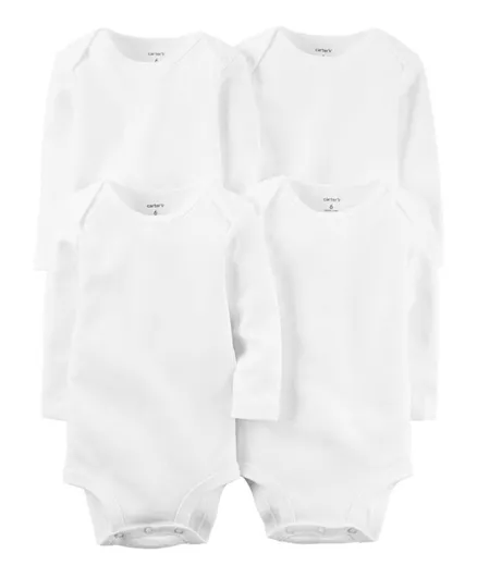 Carter's 4 Pack Long Sleeve Bodysuits - White