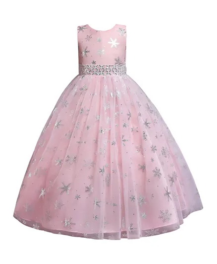 DDaniela Snowflakes Long Maxi Dress - Pink