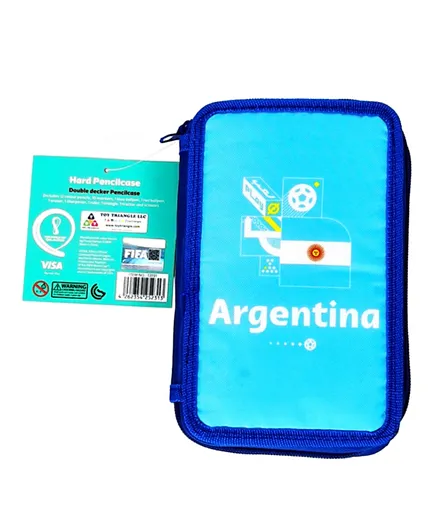 فيفا 2022 حقيبة أقلام مزدوجة الطبقات لدولة الأرجنتين مع لوازم القرطاسية - 31 قطعة