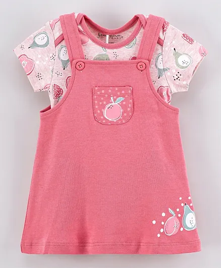 Homegrown Sustainable Fruits Dungaree And Bodysuit Set - Pink