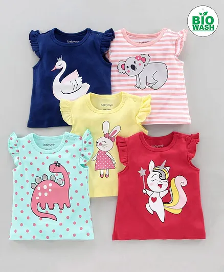 Babyoye Short Sleeves T-Shirt Pack of 5 - Multicolor