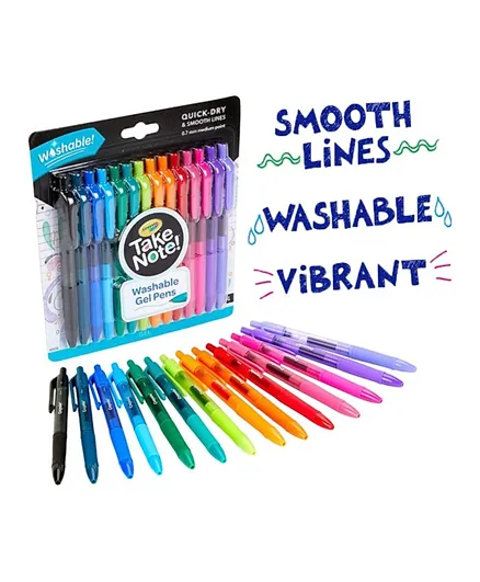 أقلام جل قابلة للغسل من كرايولا تيك نوت - متعدد الألوان - عبوة من 14