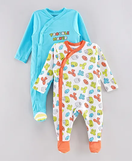 Babyoye Full Sleeves Sleep Suit Pack of 2 - Multicolor