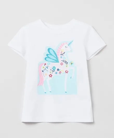 OVS Unicorn Glitter Details T-Shirt - White