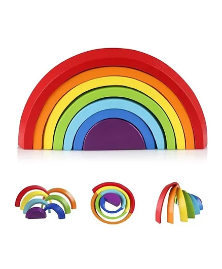BAYBEE Wooden Rainbow Stacking Toy - 7 Pieces