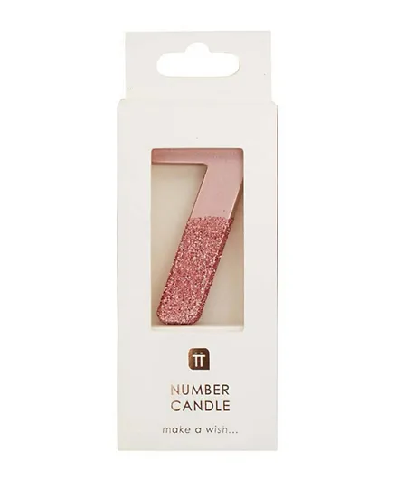 Talking Tables Glitter Number Candle 7 - Rose Gold
