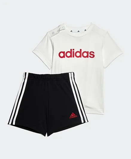 adidas Essentials Lineage Organic Cotton Tee & Shorts Set - Black & White