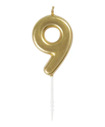 Unique Mini Gold Number Candle 9