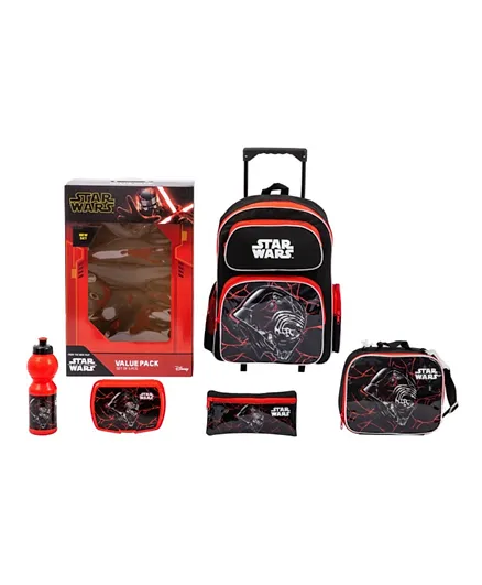 Lucas Star Wars Trolley Backpack + Pencil Pouch + Lunch Bag + Lunch Box + Water Bottle