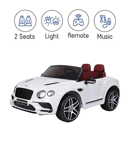 Babyhug Bentley Super Sports Licensed Ride On with Remote - White, Parental Control, 3+