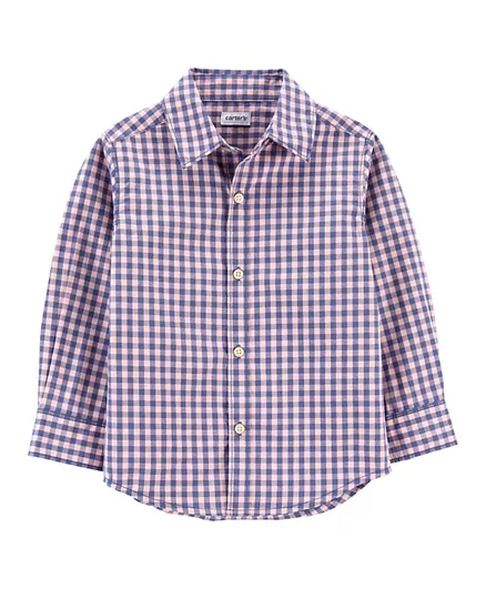 Carter's Plaid Button-Front Shirt - Pink And Blue