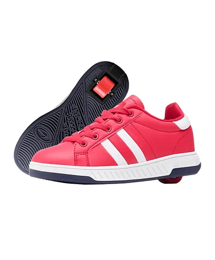 Breezy Rollers 2 Stripes Lace Up Shoes With Wheels - Red