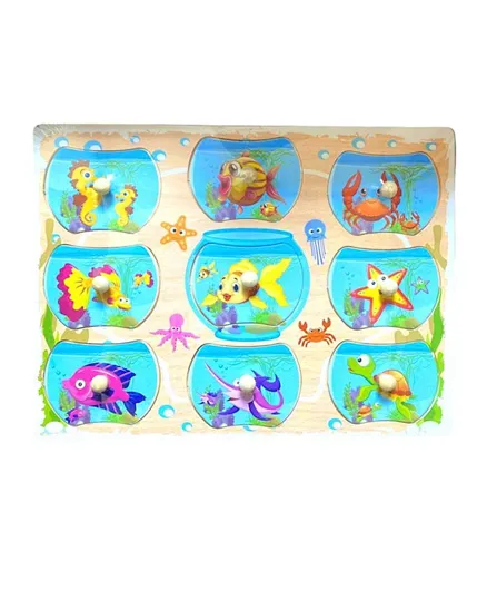 Highlands Early Learning Toy Marine Animal Peg Puzzle - 9 Pieces