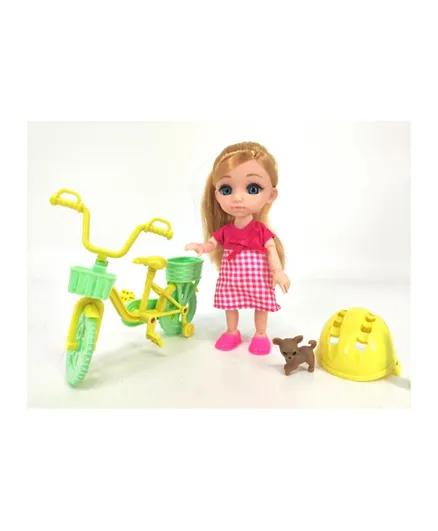 دراجة دمية سويت آني مع مجموعة لعب الحيوانات الأليفة - 6 بوصة