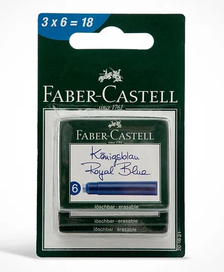 Faber Castell Cartridge Blister Blue Ink - 18 Pieces