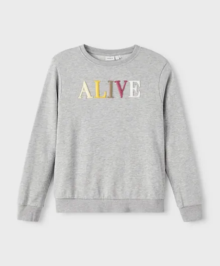 Name It Positive Vibes Sweatshirt - Grey Melange